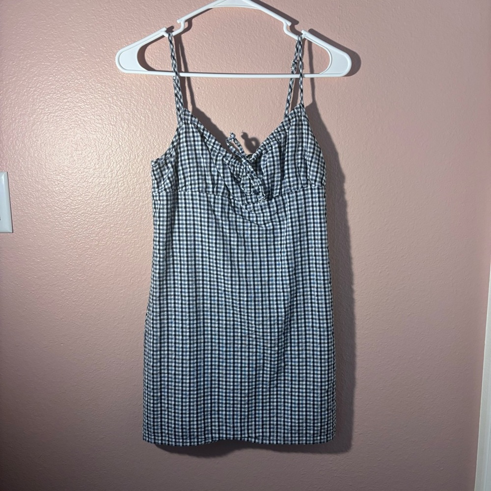 Sky and sparrow navy gingham mini dress
